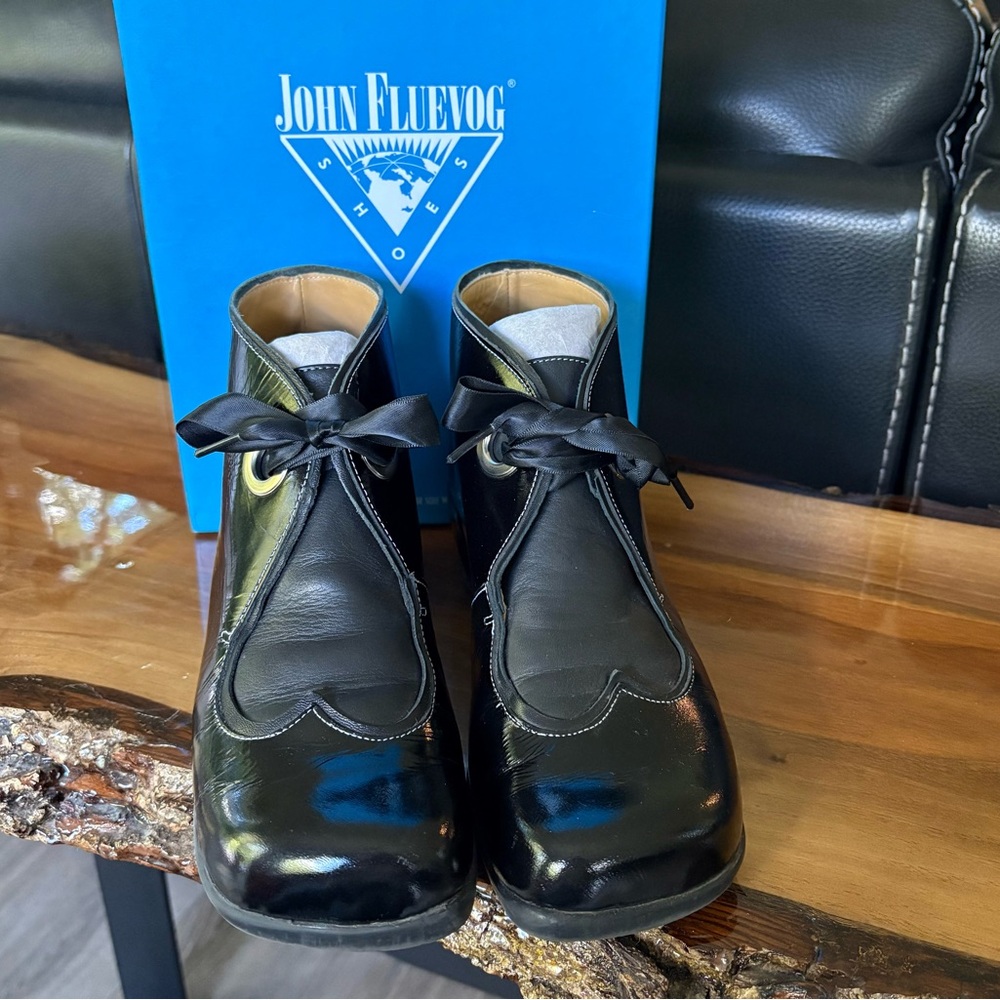 John Fluevog Black Choice Krall bootie - heart heel